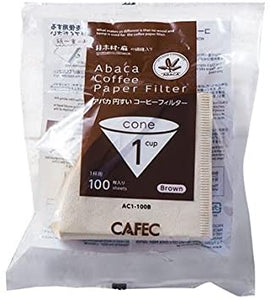 Cafec Abaca Filter Paper cup 1 (Brown). 100 units in a bag.