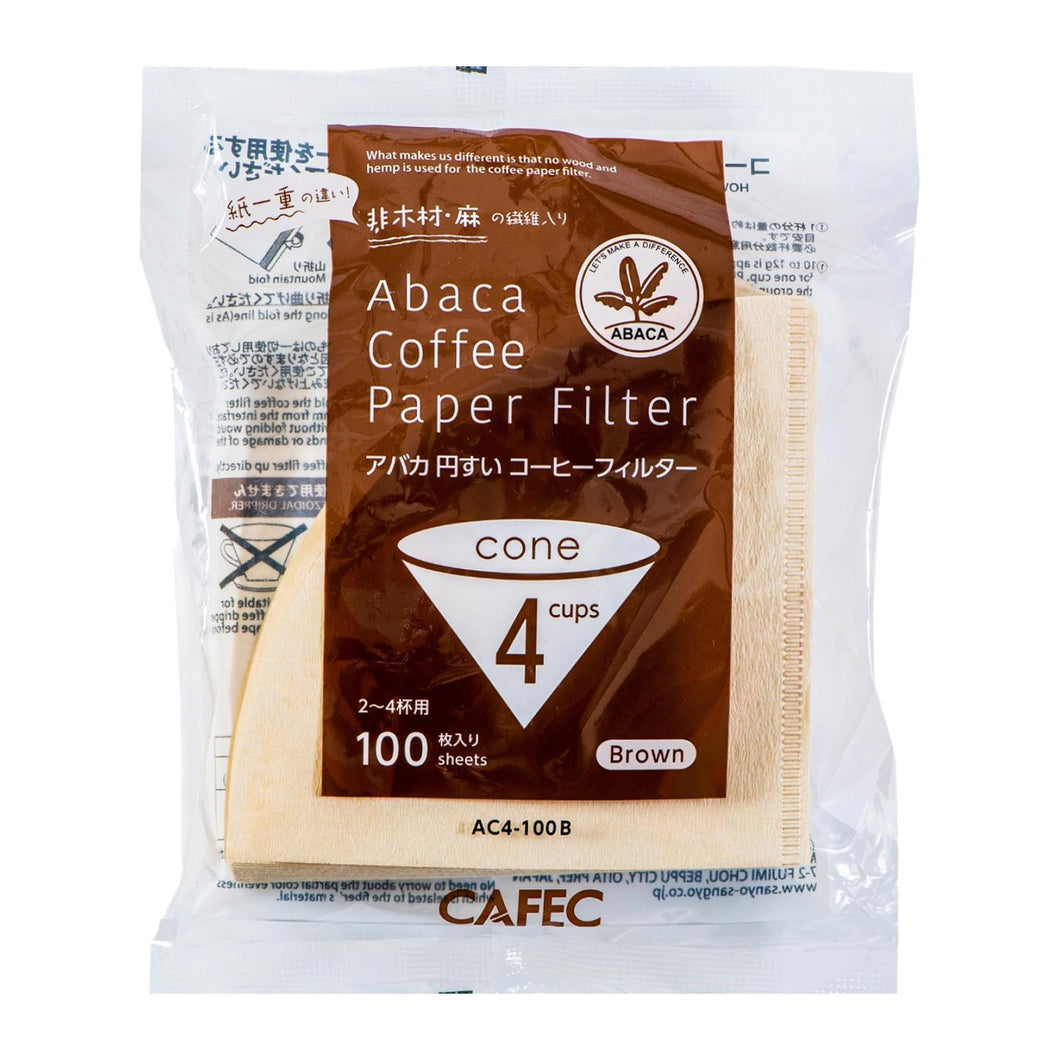 Cafec Abaca Filter Paper cup 4 (Brown). 100 units in a bag.