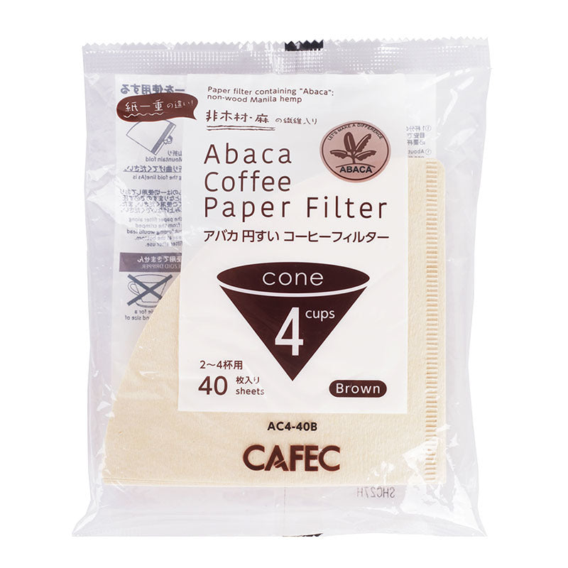 Cafec Abaca Filter Paper cup 4 (Brown). 40 units in a bag.